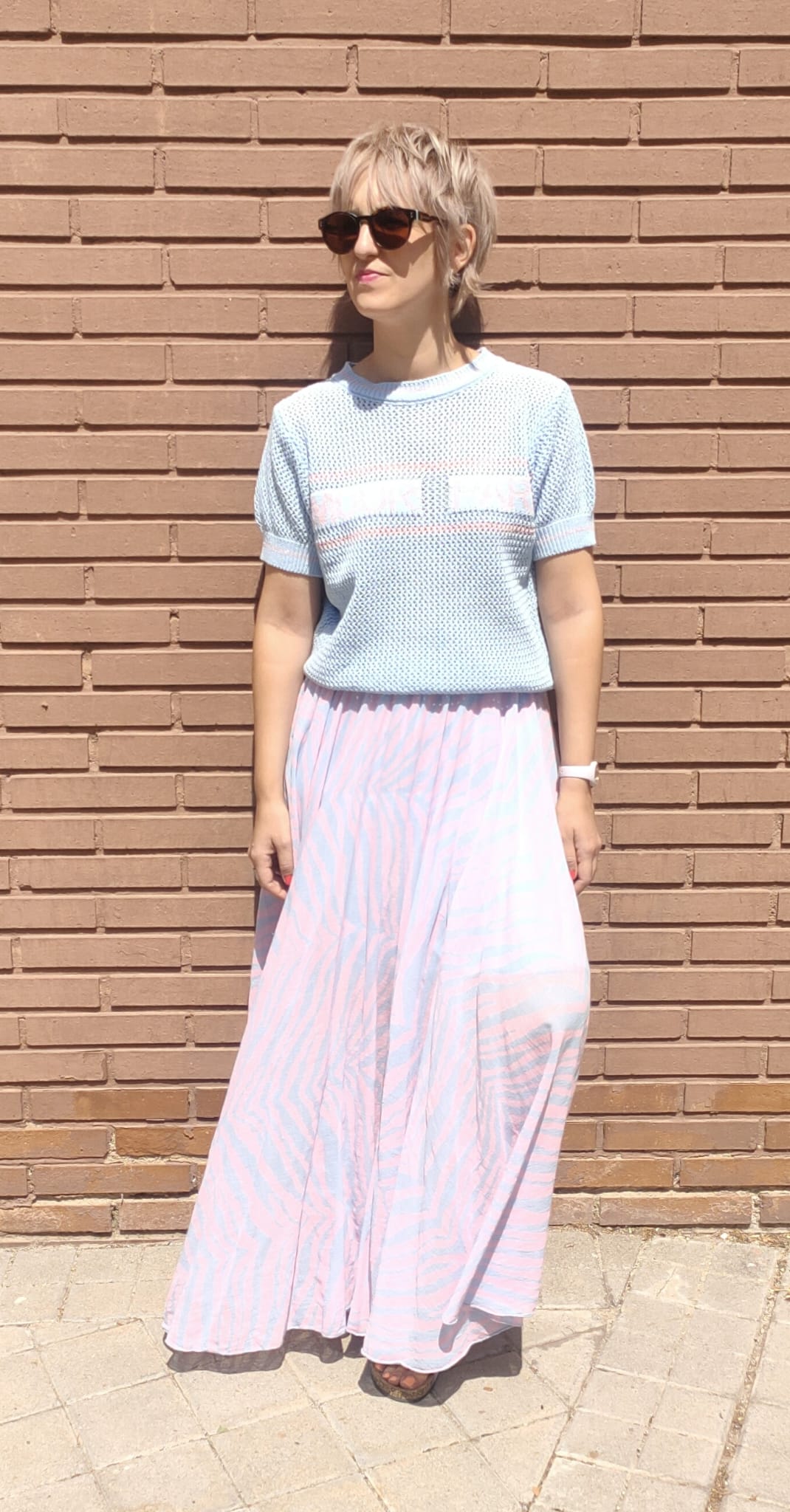 Falda TAMBÚ azul/rosa
