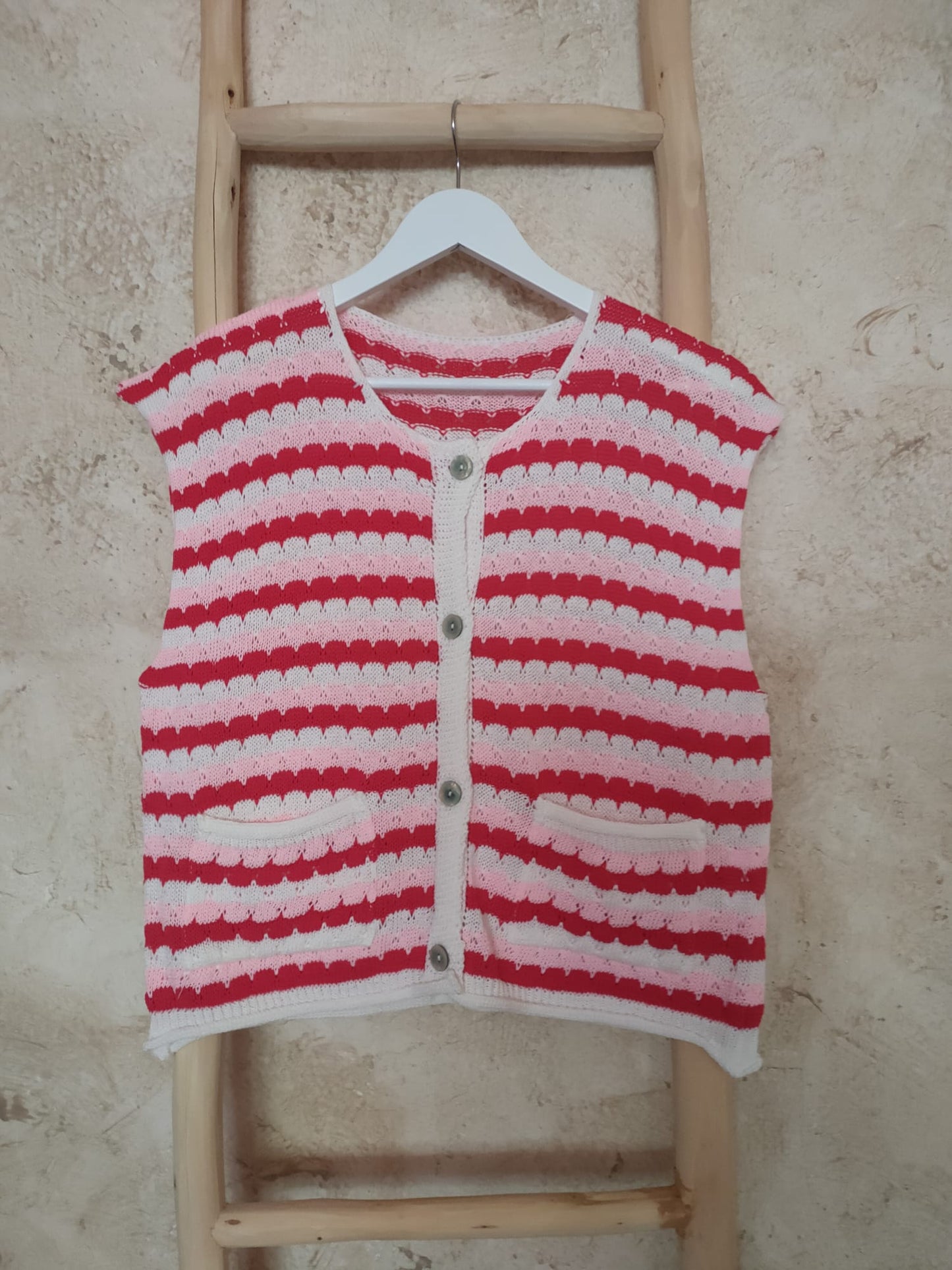 Top-chaleco CARLA rojo/rosa