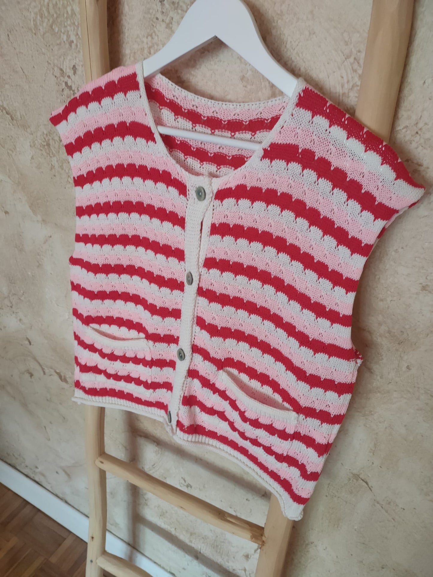 Top-chaleco CARLA rojo/rosa