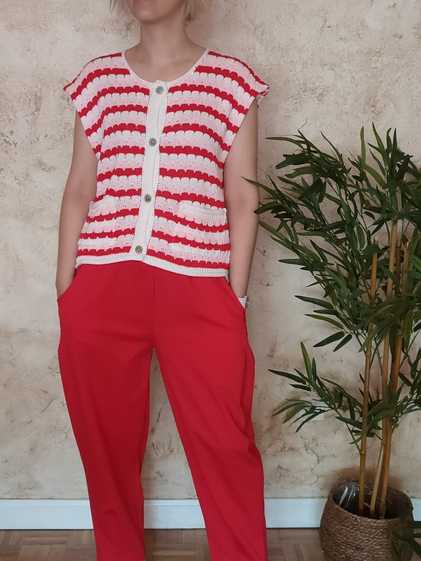 Top-chaleco CARLA rojo/rosa