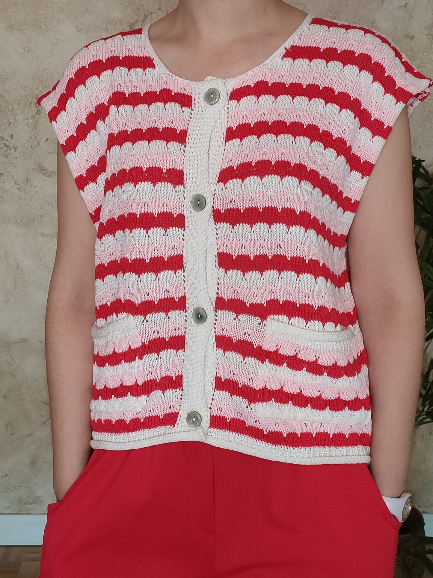 Top-chaleco CARLA rojo/rosa