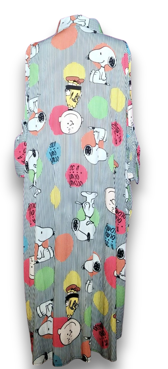 Vestido largo camisero rayas SNOOPY
