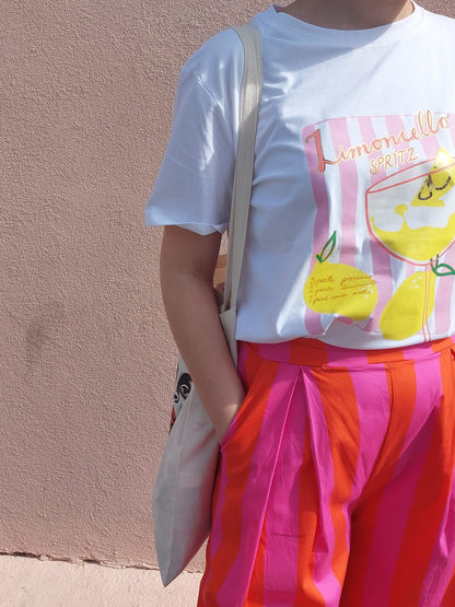 Pantalón MARGOT de rayas fucsia/naranja